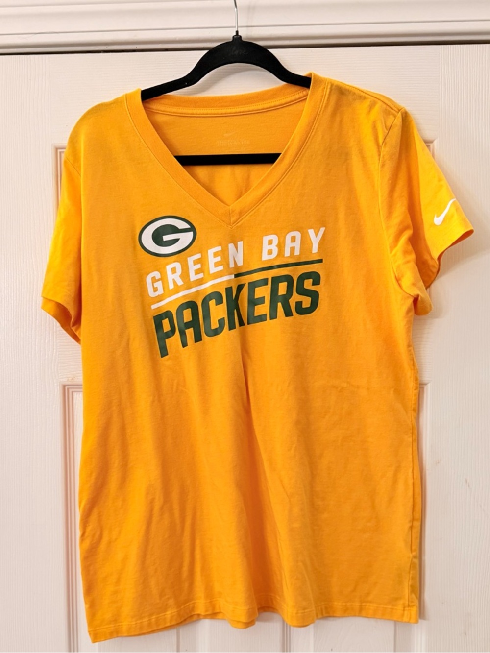Nike Yellow Green Bay Packers V-Neck Tee